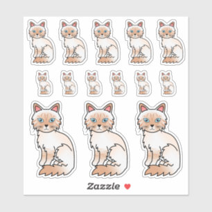 Sticker Chats de dessin animé Birman / Ragdoll au pelage t