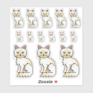 Sticker Chats de dessin animé mignons Birman / Ragdoll au