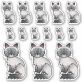 Sticker Chats de dessin animé mignons Birman/Ragdoll Tabby (Devant)