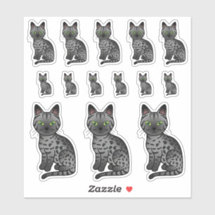 Sticker Chats de dessin animé mignons Egyptian Mau fumée