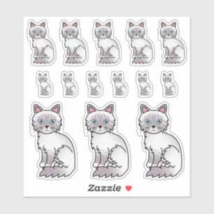 Sticker Chats de dessin animé mignons Tabby Lilac Point Bi