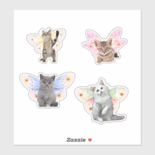 Sticker Chats de Fée - 3 chatons mignons avec ailes de Fée