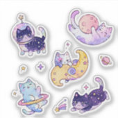 Sticker Chats de galaxie spatiale pastel mignons Planètes  (Devant)