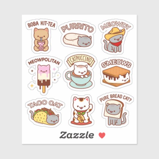 Sticker Chats de Jubby - Fiche d'autocollants de mèmes de (Feuille)