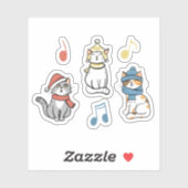 Sticker Chats de Noël avec musique (Feuille)