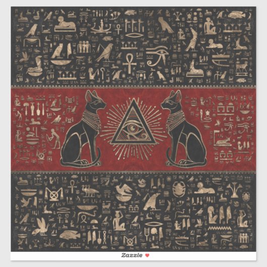 Sticker Chats égyptiens et oeil de Horus (Feuille)