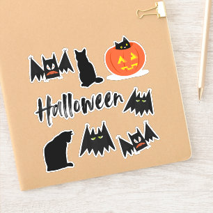 Sticker Chats et chauves-souris Halloween
