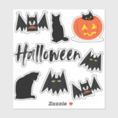 Sticker Chats et chauves-souris Halloween (Feuille)