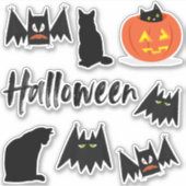 Sticker Chats et chauves-souris Halloween (Devant)