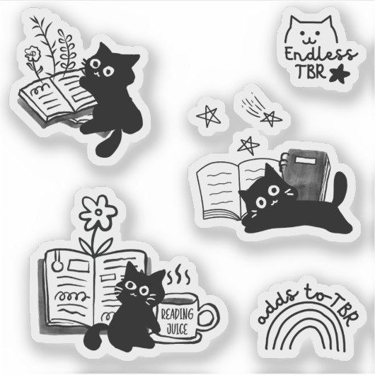 Sticker Chats et livres Chiens d'animaux mignons Pack de l (Devant)