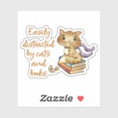 Sticker Chats et livres facilement distraits (Feuille)