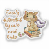 Sticker Chats et livres facilement distraits (Devant)