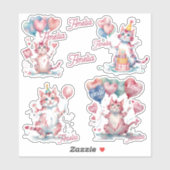 Sticker Chats Joyeux Anniversaire Personnalisé (Feuille)