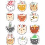 Sticker Chats Kitty Christmas<br><div class="desc">De mignons chats de Noël pour égayer vos décorations,  cartes et cadeaux.</div>