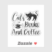 Sticker Chats Livres et Café (Feuille)