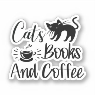 Sticker Chats Livres et Café