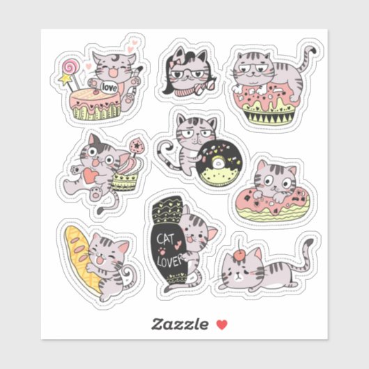 Sticker Chats mignons (Feuille)
