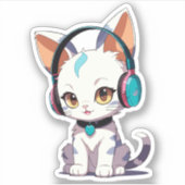 Sticker Chats Mignons avec Charme de Casques (Devant)