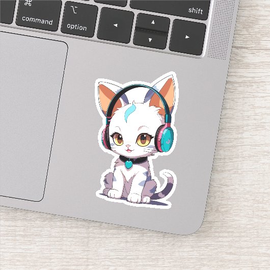 Sticker Chats Mignons avec Charme de Casques (Détail)