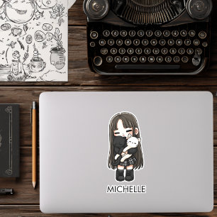 Sticker Chats Mignons de Fille de l'École Anime Dessin Ani