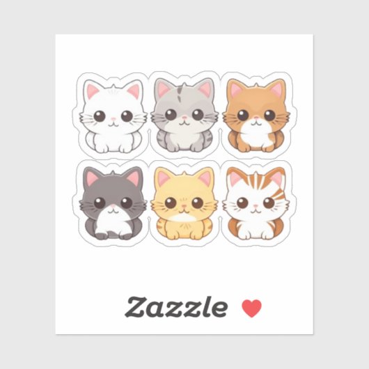 Sticker Chats mignons Kawaii Animal de compagnie (Feuille)