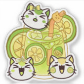 Sticker Chats mignons Kawaii de limonade d'été (Devant)