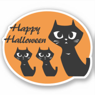 Sticker Chats noirs chanceux d'Halloween