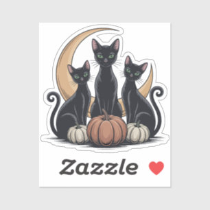 Sticker Chats noirs Citrouille Lune Whimsigothique Hallowe