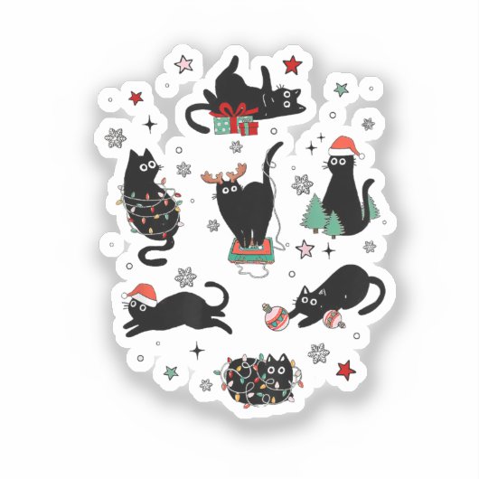 Sticker Chats noirs de Noël (Recto)