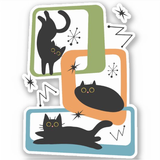 Sticker Chats noirs du milieu du siècle (Devant)
