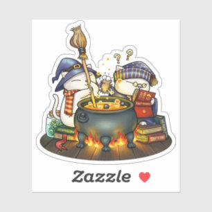 Sticker Chats sorciers d'Halloween Kitty Brew