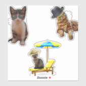 Sticker Chats Sur La Plage (Feuille)