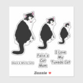 Sticker Chats Tuxedo noirs et blancs (Feuille)