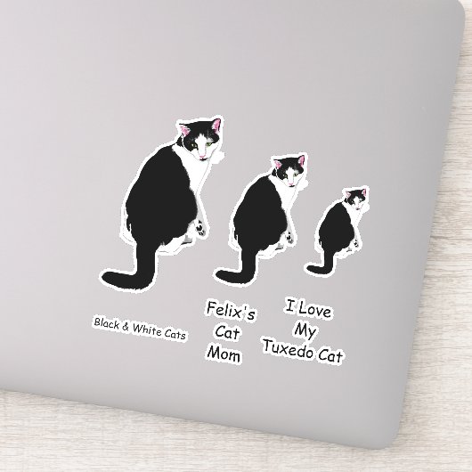 Sticker Chats Tuxedo noirs et blancs (Détail)