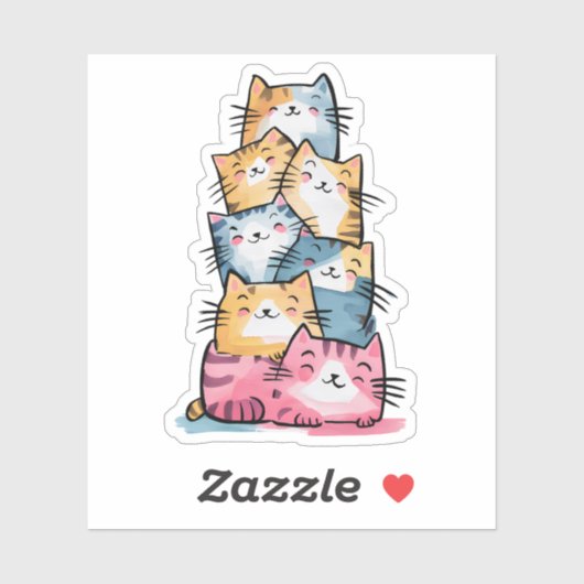 Sticker Chats Whimsical Watercolor Moderne (Feuille)