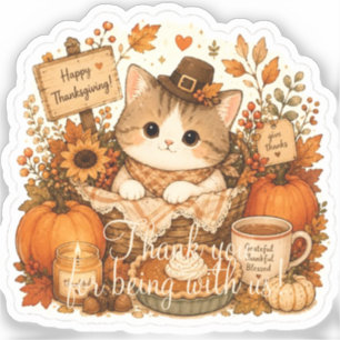 Sticker Chatte de récolte reconnaissante