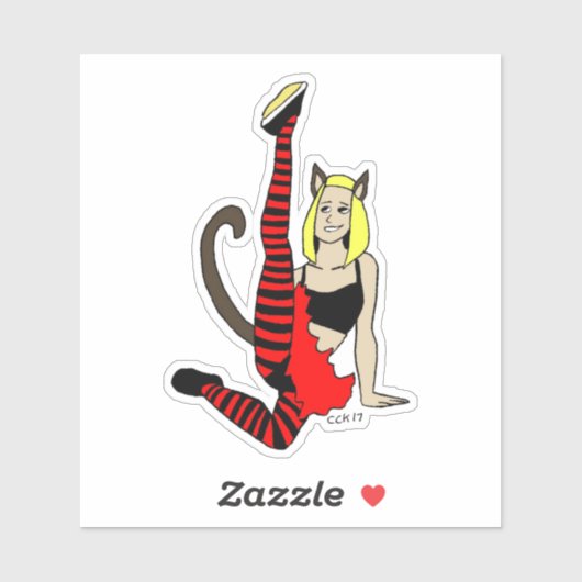 Sticker chatte fille (Feuille)