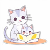 Sticker Chatte lisant à son chaton (Devant)