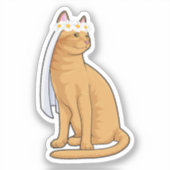 Sticker Chatte mariée avec voile (Recto)