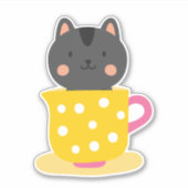 Sticker Chatte mignonne en dessin animé sur la menthe (Devant)