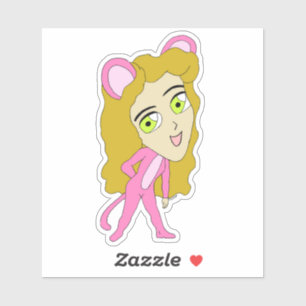 Sticker chatte rose