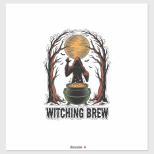 Sticker Chaudière de sorcière Halloween Vintage Gravure T-