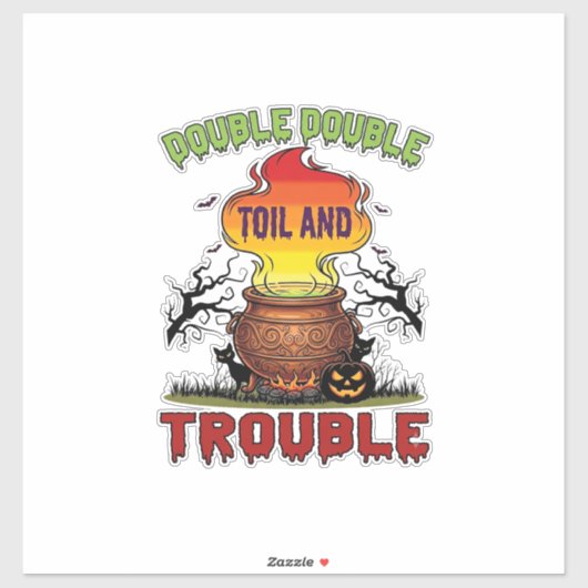 Sticker Chaudière Double Peine Malheur Halloween Chat Noir (Feuille)