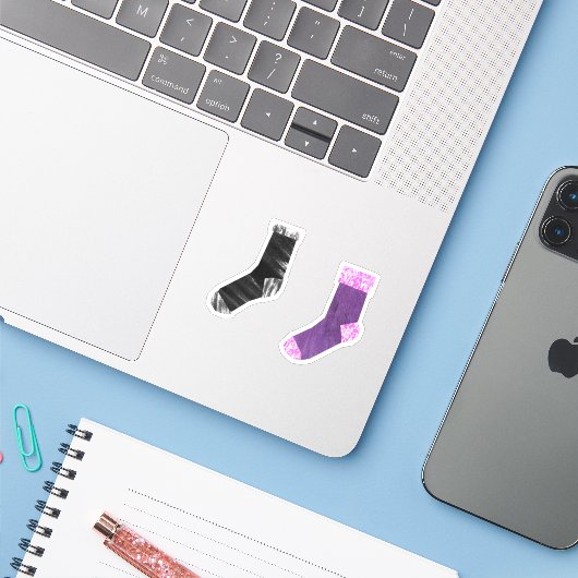 Sticker Chaussettes (Ordinateur portable avec iPhone)