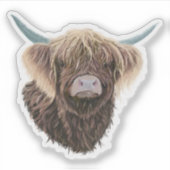 Sticker Chaussure De Vache D'Ecosse Avec Des Cheveux Forts (Devant)