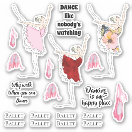 Sticker Chaussures de ballet de Ballerina paroles de danse (Devant)