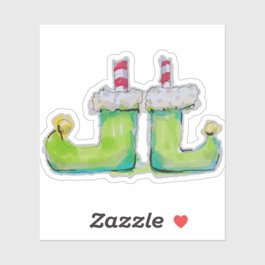 Sticker chaussures de lutin de Noël (Feuille)