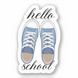 Sticker Chaussures de tennis bleu amusant bonjour école