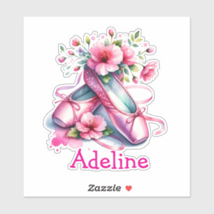 Sticker Chaussures et fleurs en Ballet Rose