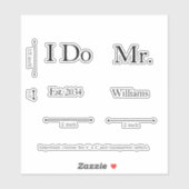 Sticker Chaussures Mariage Groom Personnalisées M. I Do Vi (Feuille)